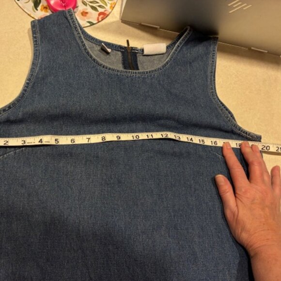 J.L.N.Y. Women's Blue Medium Wash Denim Jean Dress Embroidery Flowers Size L - Picture 8 of 10